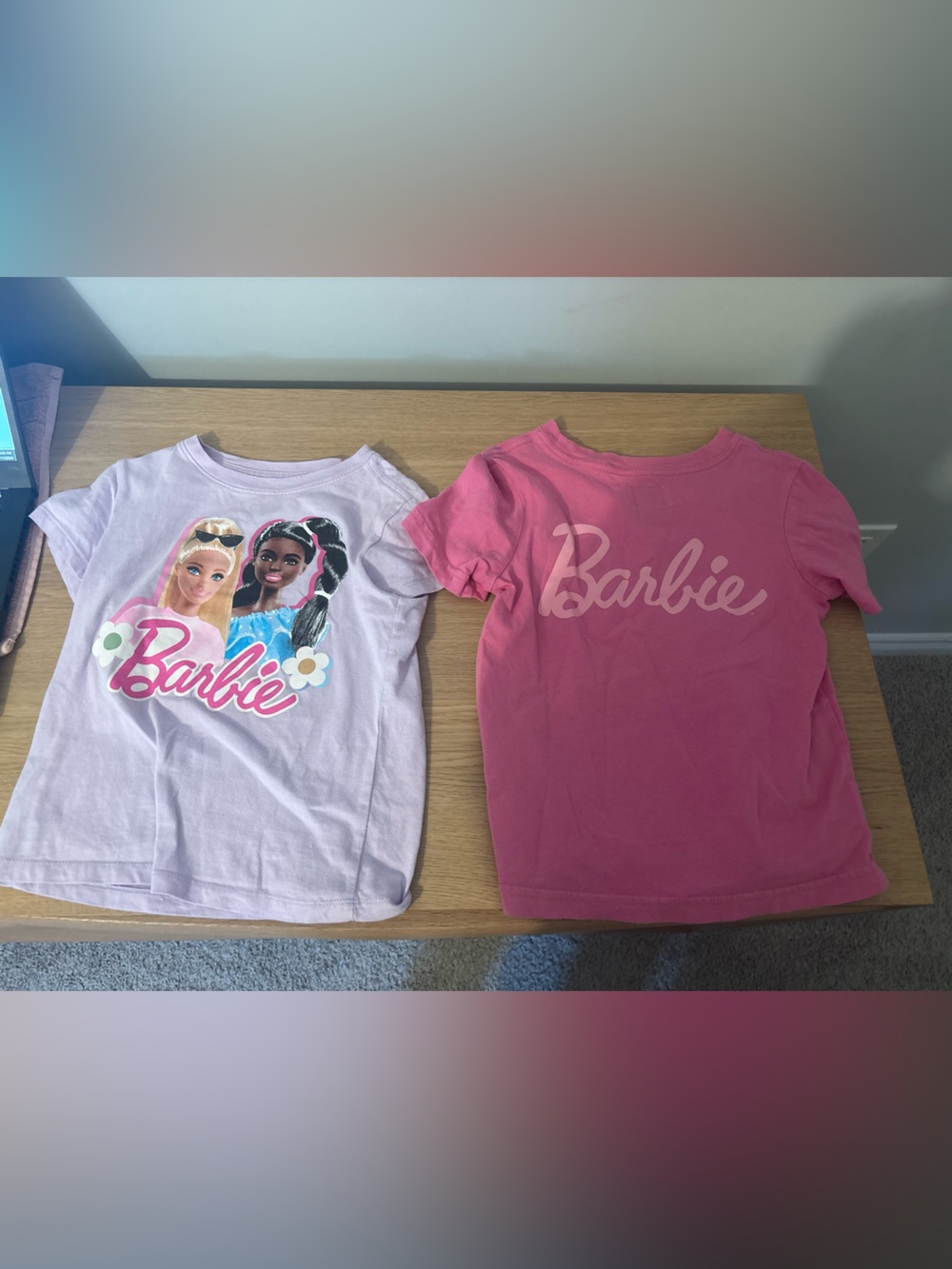 Barbie Pink & Light Pink Graphic Short Sleeve Tee Set